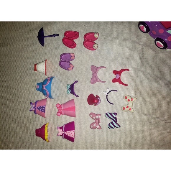 Disney Mattel Minnie Mouse Bow-Tique Dress Up Doll Snap N’ Style Toy Lot and car - Picture 3 of 4